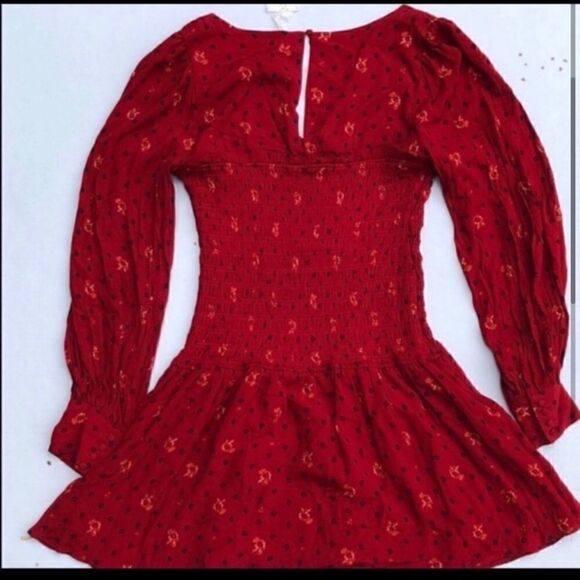 FREE PEOPLE TWO FACES PRINTED MINI DRESS RUBY M - Picture 2 of 4